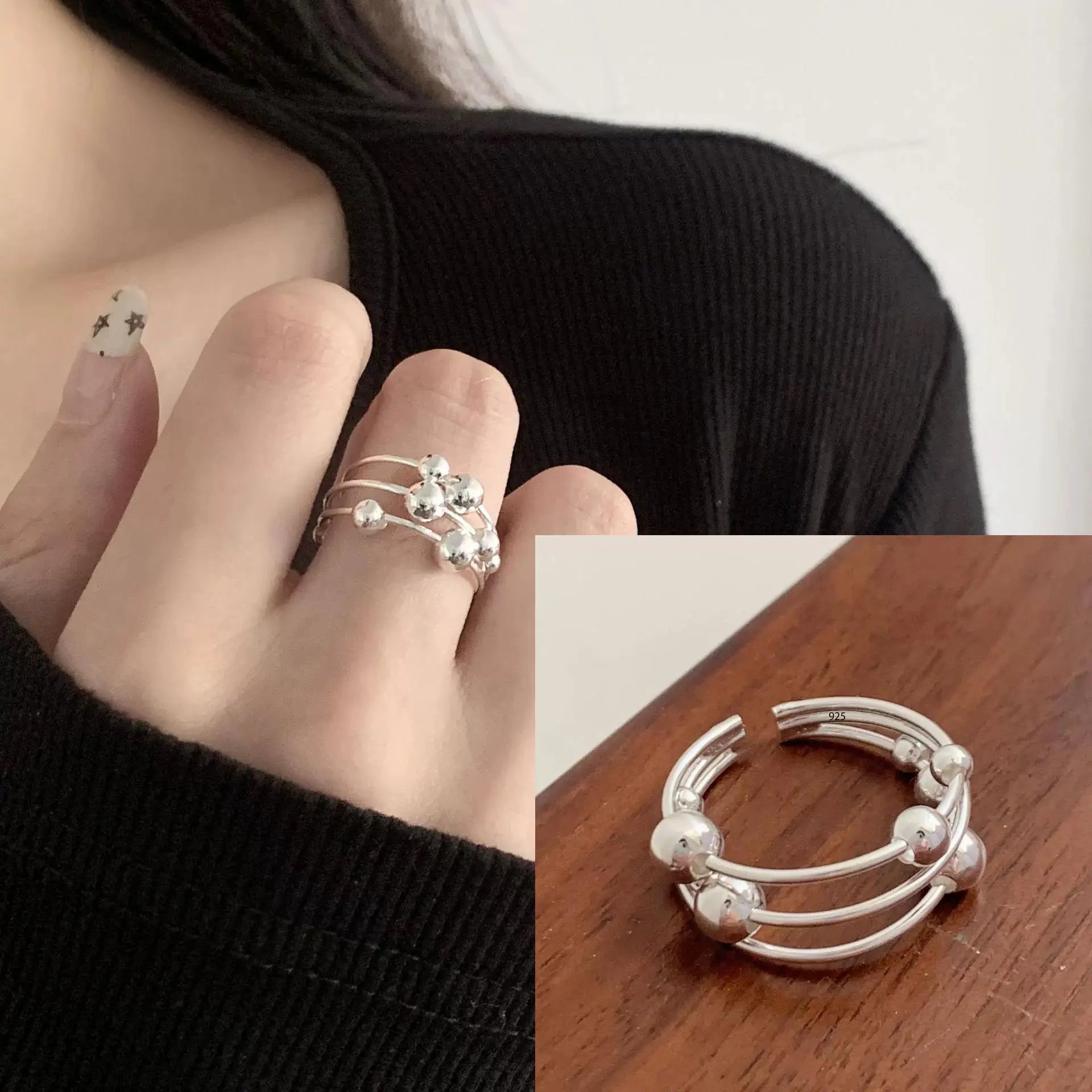 suhail Beaded Wave Ring