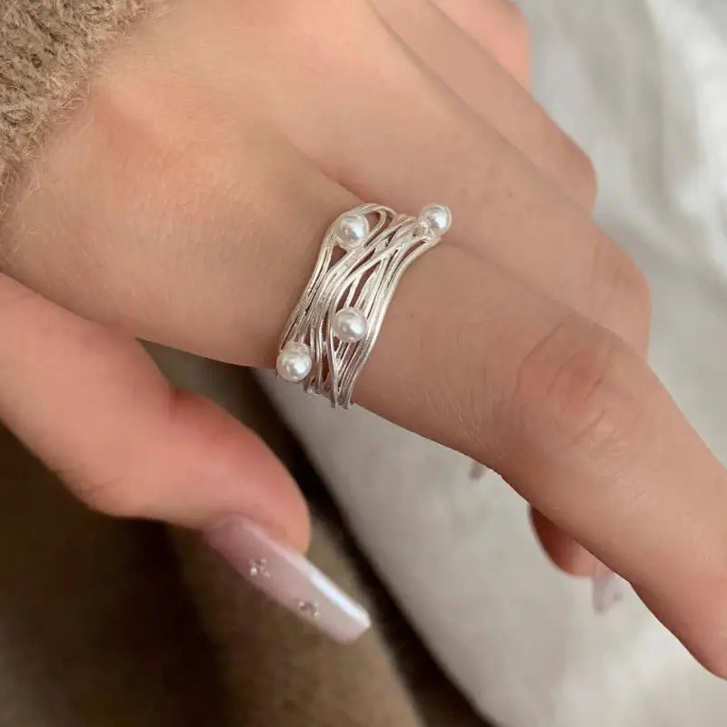 suhail Beaded Wave Ring